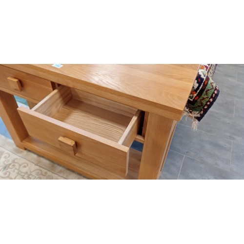 160 - Oak 2 drawer console table 1m x 55cm D x 81cm H approx.