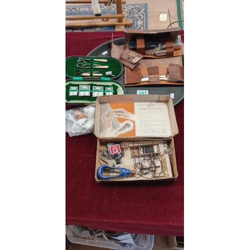 191 - Tray of sewing items and more