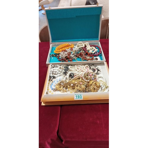 193 - 2 Boxes of costume jewellery