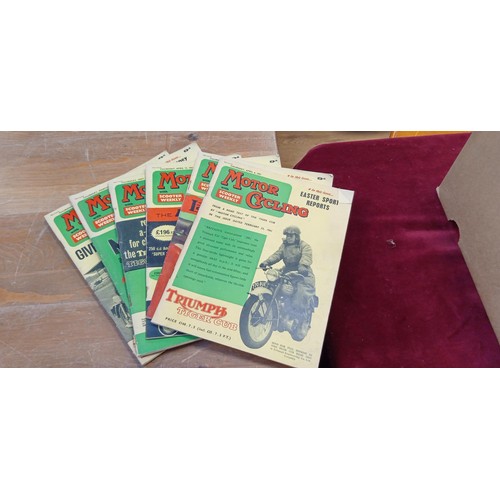 198 - Box of AA badges, AA booklets and vintage motorcycle magazines