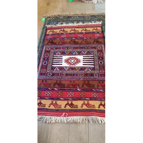 210 - Handmade Azerbaijan rug soumak/ multiple flat weave techniques. tribal patterns 165cm x 97cm approx