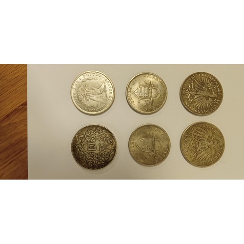 136E - 6 white metal coins