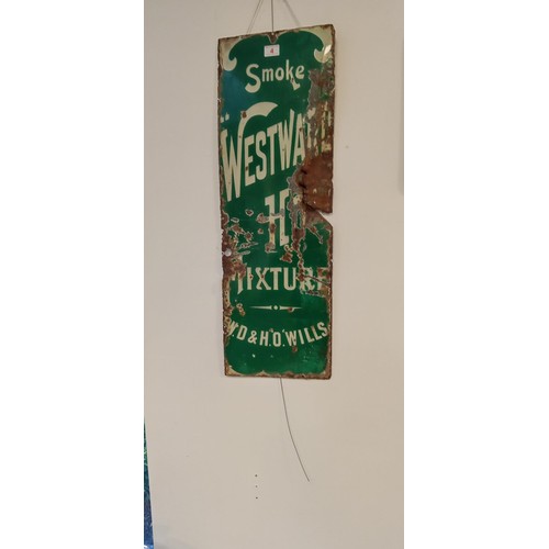 4 - Original enamel W D & H O Wills Westward HO! advertising sign