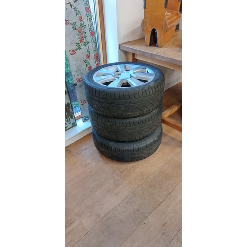 12 - Pair of 5 stud Vauxhall alloys plus one other