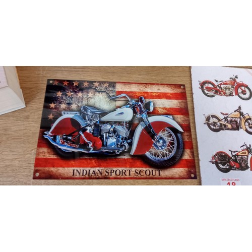 18 - 3 Retro Indian Motorcycle signs