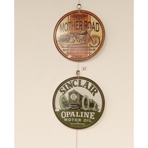 21 - Pair of Retro circular motoring signs