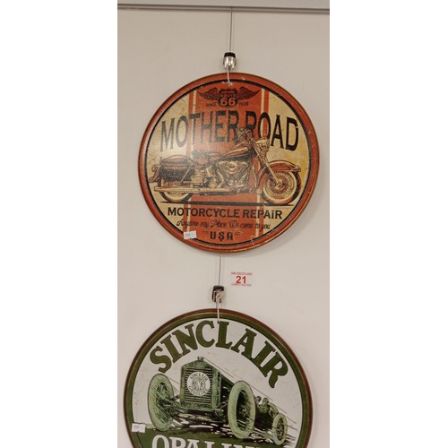 21 - Pair of Retro circular motoring signs