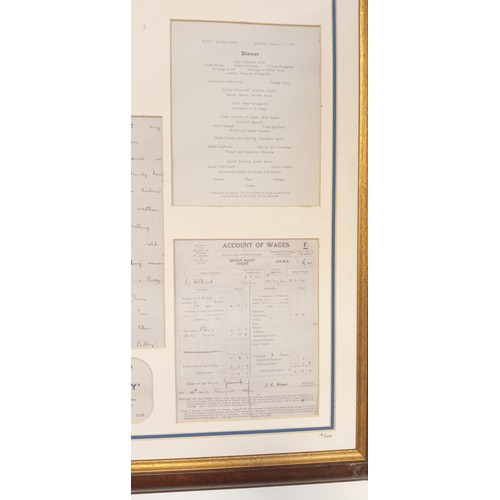 24 - Framed RMS Queen Mary memorabilia documented HC/1000