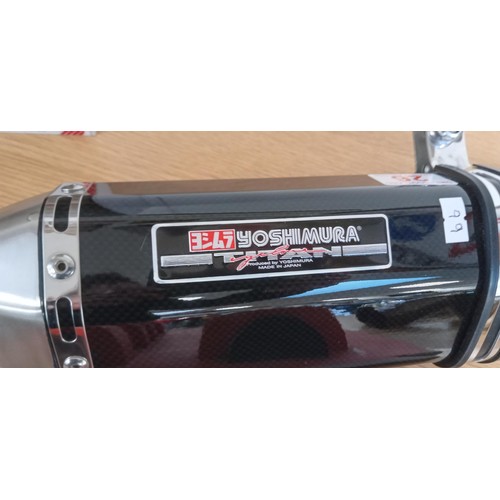 26 - Yoshimura motorcycle exhaust carbon fibre style, previously fitted to Suzuki GSXR 600, excellent con... 