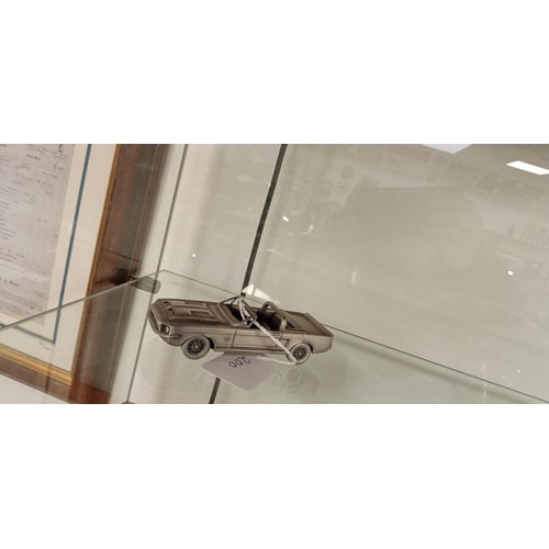 33 - Pewter cars to include Volvo 1800S, Shelby Mustang, Corvette, Thunderbird & Jaguar