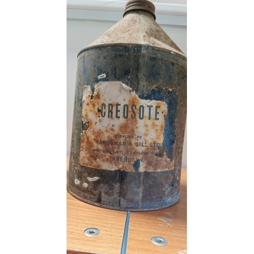 84 - 2 Vintage petrol cans: ESSO and Pratts A/F, plus Creosote tin