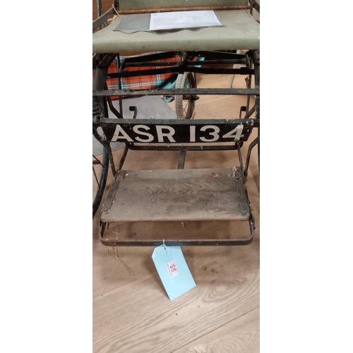 95 - Richards 2 wheel black/ green wheel chair with registration document ASR 134