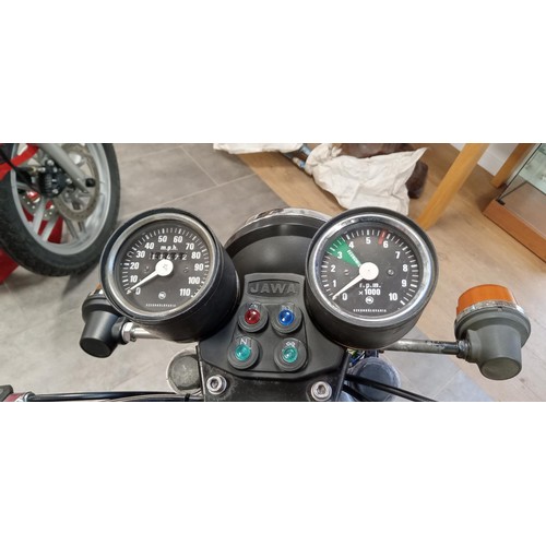 120 - Jawa 350 TS motorbike, 1987 starts easily, new cables, tyres, battery and shock absorbers.  Fitted w... 