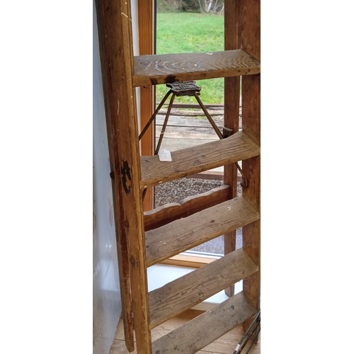 182 - Vintage Simplex wooden ladders