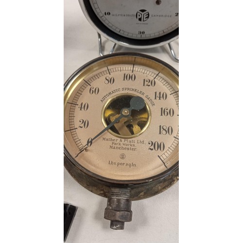 220 - Vintage automatic sprinkler gauge, Vintage telephone bell & Pie Cambridge Rally timer