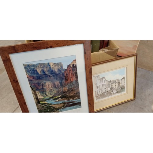 234A - Selection of framed pictures and a large canvas print