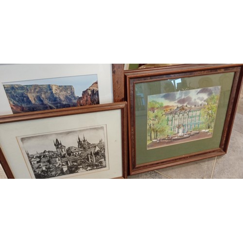 234A - Selection of framed pictures and a large canvas print