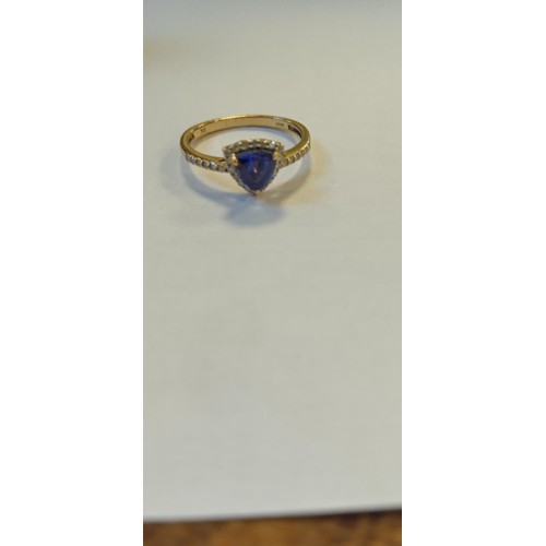 5 - 9ct gold with tanzanite and diamonds ring size R approx.