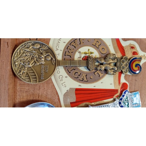 12 - Selection of vintage teaspoons and cutlery plus sugar tongs in a vintage cigar box