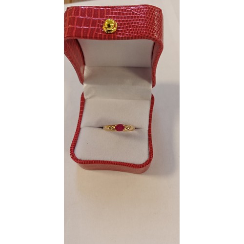 58 - 9ct gold, ruby and diamond ring size K approx.