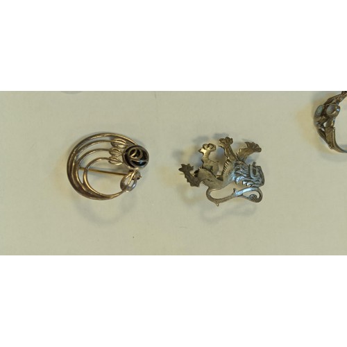 72 - Selection of silver jewellery to include rings, earrings and silver coin pendants, Art Nouveau and S... 