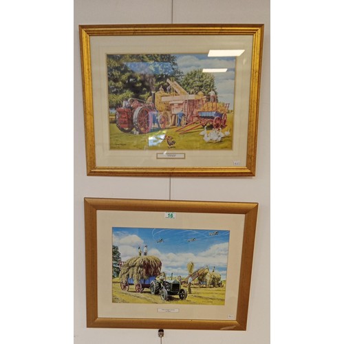 16 - 2 Trevor Mitchell vintage farm framed prints