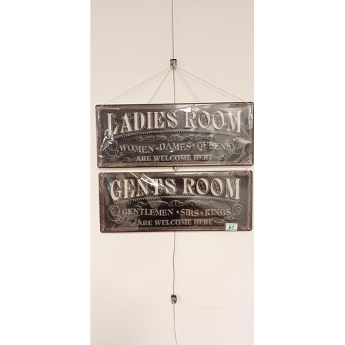 67 - Pair of Ladies Room and Gents Room retro signs