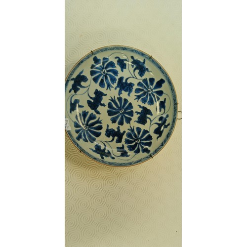 92 - Oriental blue and white plate dish with good age