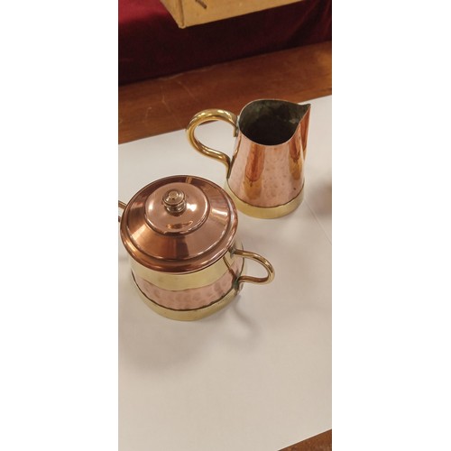 96 - French copper and brass Model De Posse coffee set no 1330