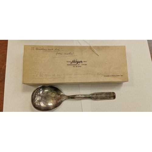 99 - Danish silver hallmarked spoon with Copenhagen Assay mark with a box it arrived in