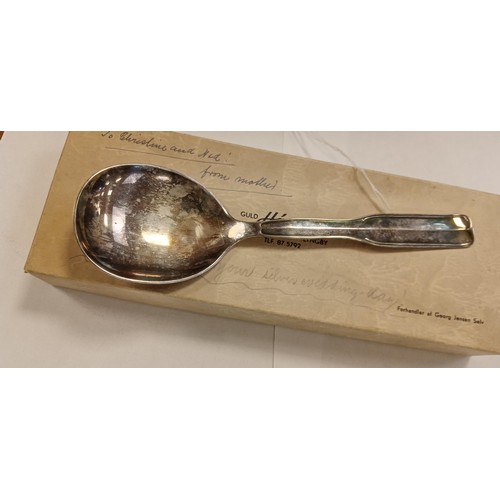 99 - Danish silver hallmarked spoon with Copenhagen Assay mark with a box it arrived in