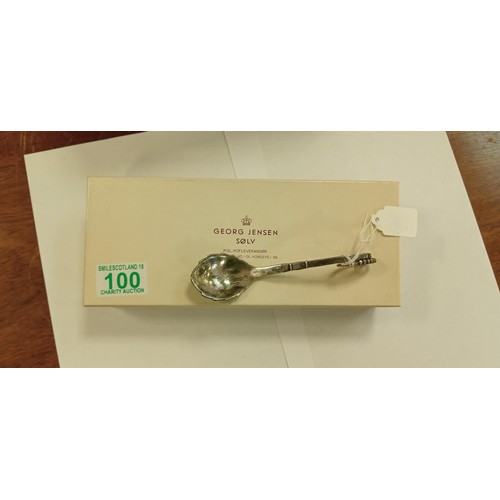 100 - Georg Jensen hallmarked sterling silver Denmark 41 caddy spoon comes in Georg Jensen box