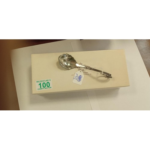 100 - Georg Jensen hallmarked sterling silver Denmark 41 caddy spoon comes in Georg Jensen box