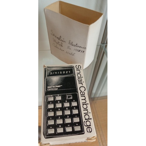 134 - Vintage Sinclair electronic Calendar watch no 100517in original box plus Sinclair Cambridge calculat... 