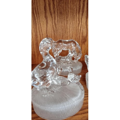 146 - 5 Clear glass opaque ornaments