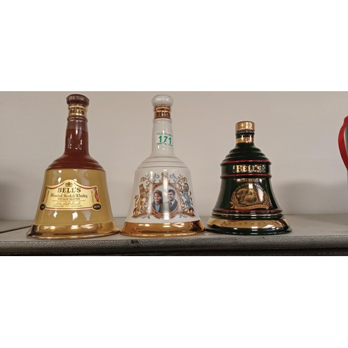 171 - 3 Bells whisky decanters