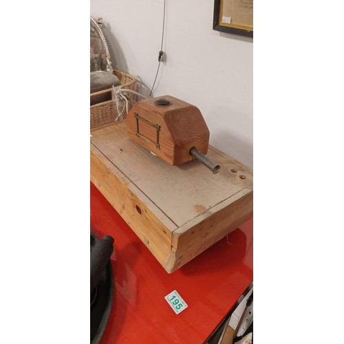 195 - Vintage homemade wooden model of tank