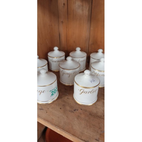 203 - 8 Queensbury ceramic spice jars