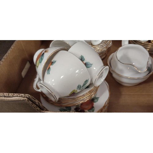 221 - Box of cups and saucers to include Royal Vale