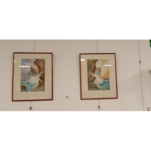 225 - Pair of framed C McKinley watercolour seascape paintings