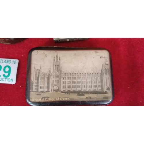 229 - Bakelite Marischal College Aberdeen cigarette holder and 2 collectable lighters