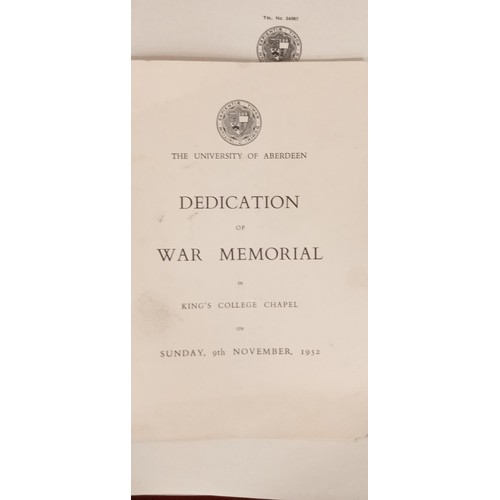 235 - University of Aberdeen book of Remembrance 1939-1945 printed Aberdeen University 1945 of people who ... 