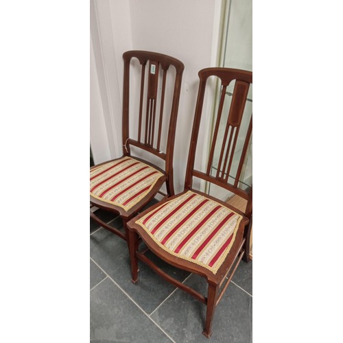 246 - Pair of vintage inlaid dining chairs