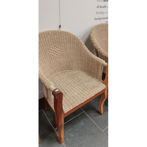 250 - Pair of rope weave wooden chairs