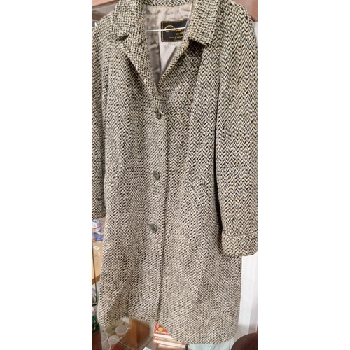 259 - Vintage Cotswoor London pure wool Donegal hand woven tweed lady's long coat