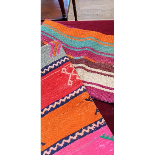 351 - Pair of kilim brightly coloured cushions