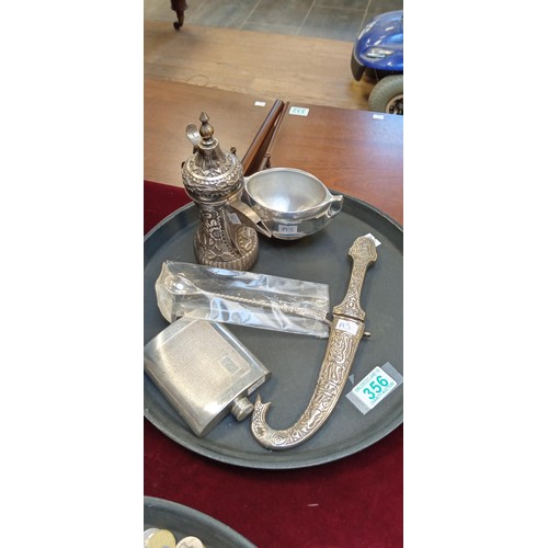 356 - Selection of mainly pewter and white metal items