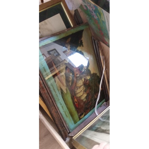 368 - 2 Boxes of paintings, prints modern and antique