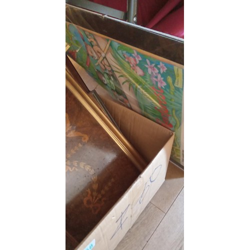 368 - 2 Boxes of paintings, prints modern and antique