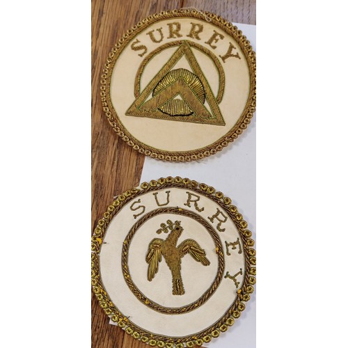 23 - 6 Masonic embroidered Surrey sew on badges each measure 4